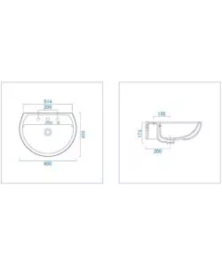 LAVABO IN CERAMICA BIANCO "COLIBRI 2", GEBERIT